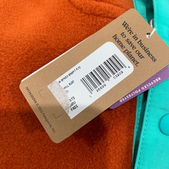 Patagonia NWT Youth Sand Hill Rust Orange Synchilla Snap-T Pullover - Picture 6 of 7